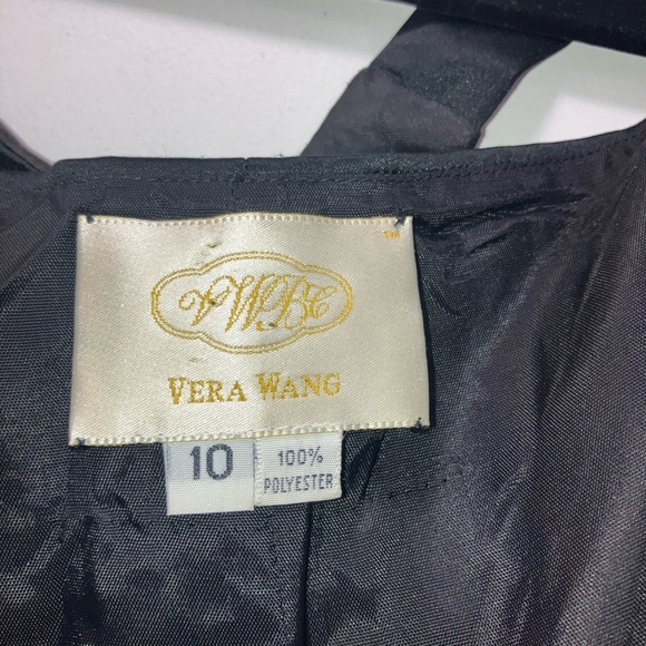 Black Vera Wang Gown, White Back Slit - Picture 2 of 7